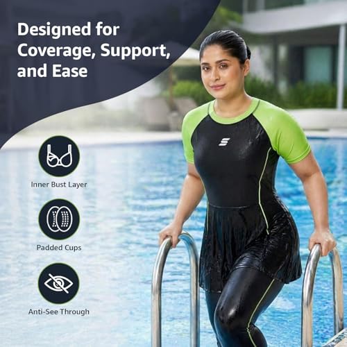 Image of Amazon Brand: Symactive - Swimming Suit for Women 2 Piece Swim Suit Set Full Body Swimming Costume for Woman Stretchable Fit Swimwear for Ladies