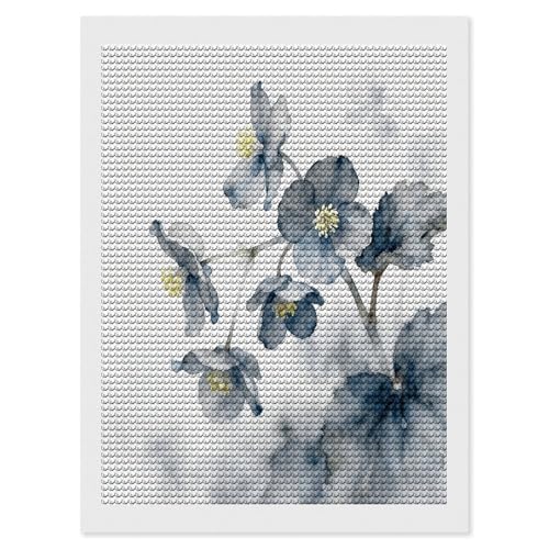 Kit de pintura de diamante azul grisáceo VstaDank Begonia para adultos y principiantes