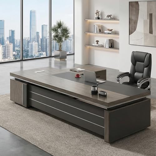 L-Shape Executive Desk with Drawers, 71" x 63