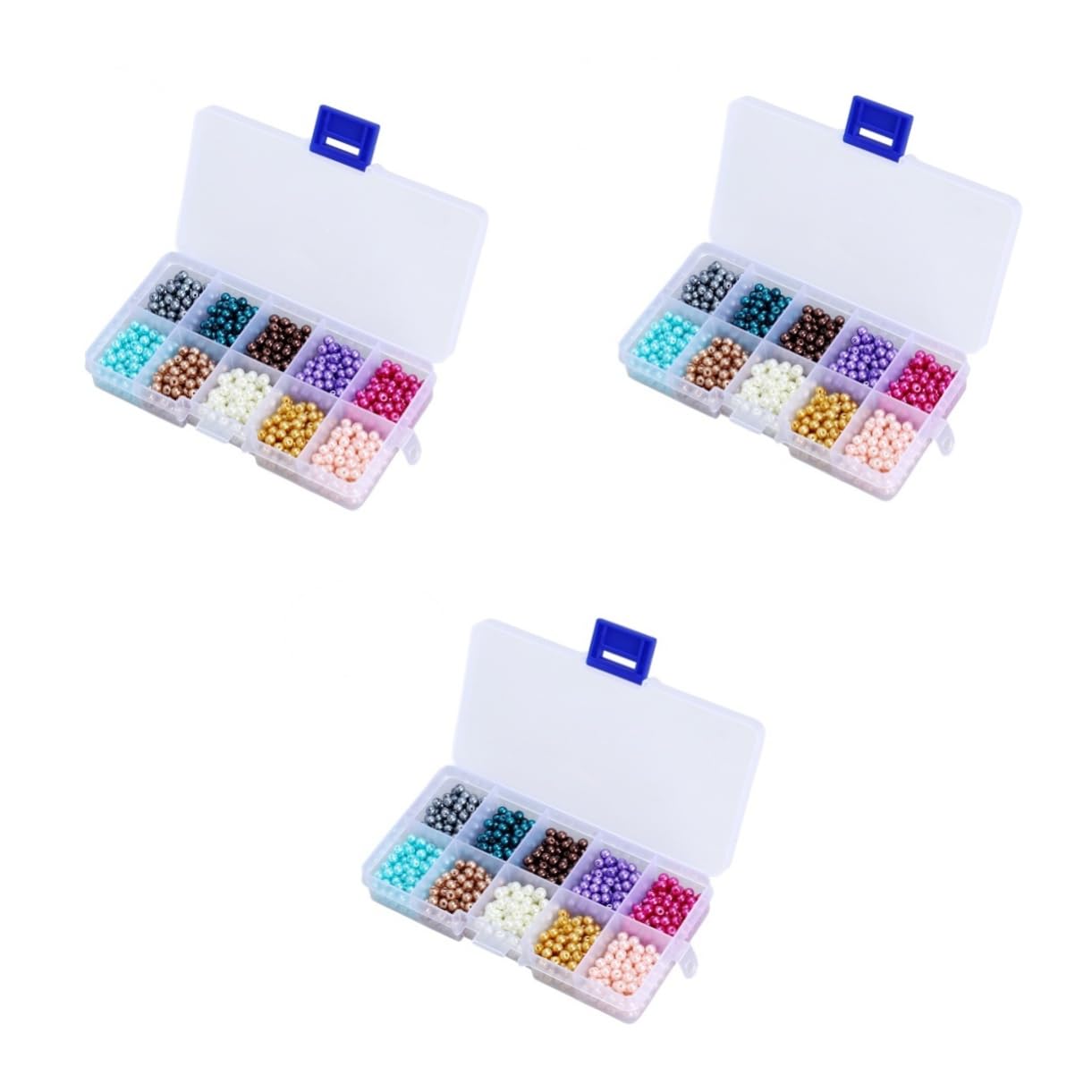 NUOBESTY 3 Sets Gemischte Runde Glasperlen Schmuckherstellungsset Gefärbte Lose Perlen Zum Basteln Von Halsketten Und Ketten 1000 Stück * 3