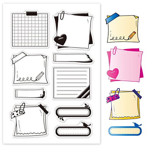 GLOBLELAND patrón de nota adhesiva sello transparente sello de silicona sellos transparentes de goma para hacer tarjetas DIY decoración de álbum de recortes
