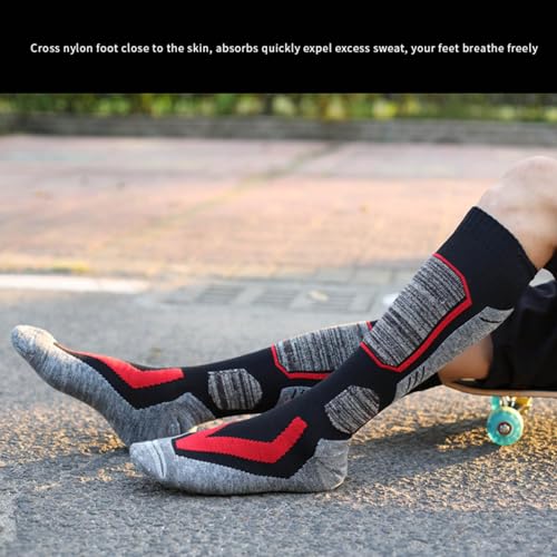 Socks,1 Pair Ski Socks Warm Winter Cotton Ski Socks for Skiing & Snowboarding, Non-Slip Knee-high Ski Calf Socks3