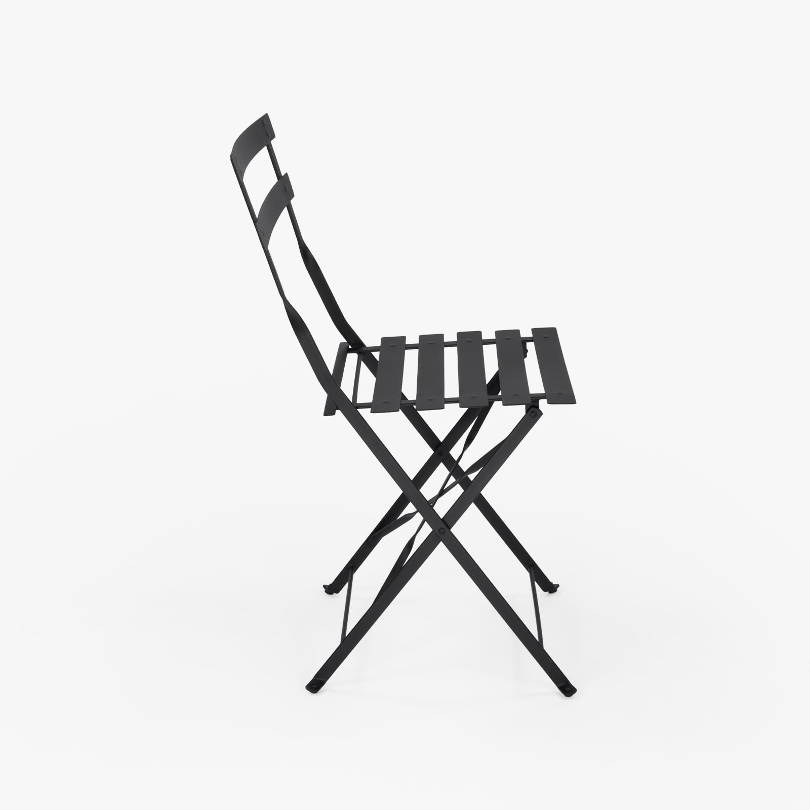 Vaukura Silla Exterior Plegable de Acero Resistente para jardín, terraza, Patio o balcón – Diseño bistrot Estilo Moderno – Acabado anticorrosivo – Negra, Blanca o Verde Oliva – Modelo Aime (Negro)