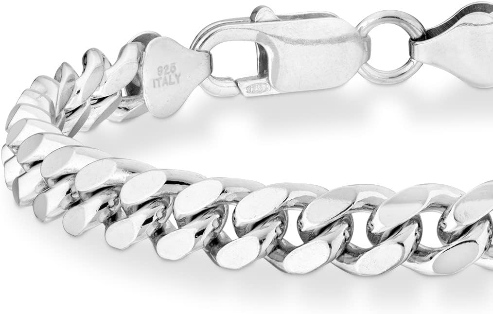 Miabella Italian Thick 925 Sterling Silver Solid Cuban Link Curb Chain Bracelet for Men, 3.2mm, 5mm, 7mm Made in Italy - Image 3