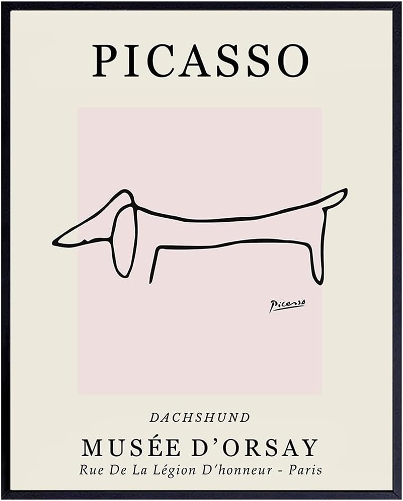 Pablo Picasso Wall Art & Decor - Dog Wall Decor - Mid-Century Modern Room Decor - Abstract Art - Minimalist - Line Art - Gallery Wall Art - Museum Posters - Art Gifts for Women