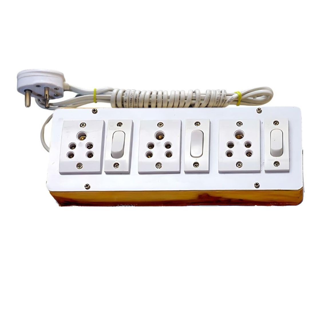 Anchore Wooden Extension Board 3 Socket 3 Switch with 4 Meter 3pin top Wire-image-13