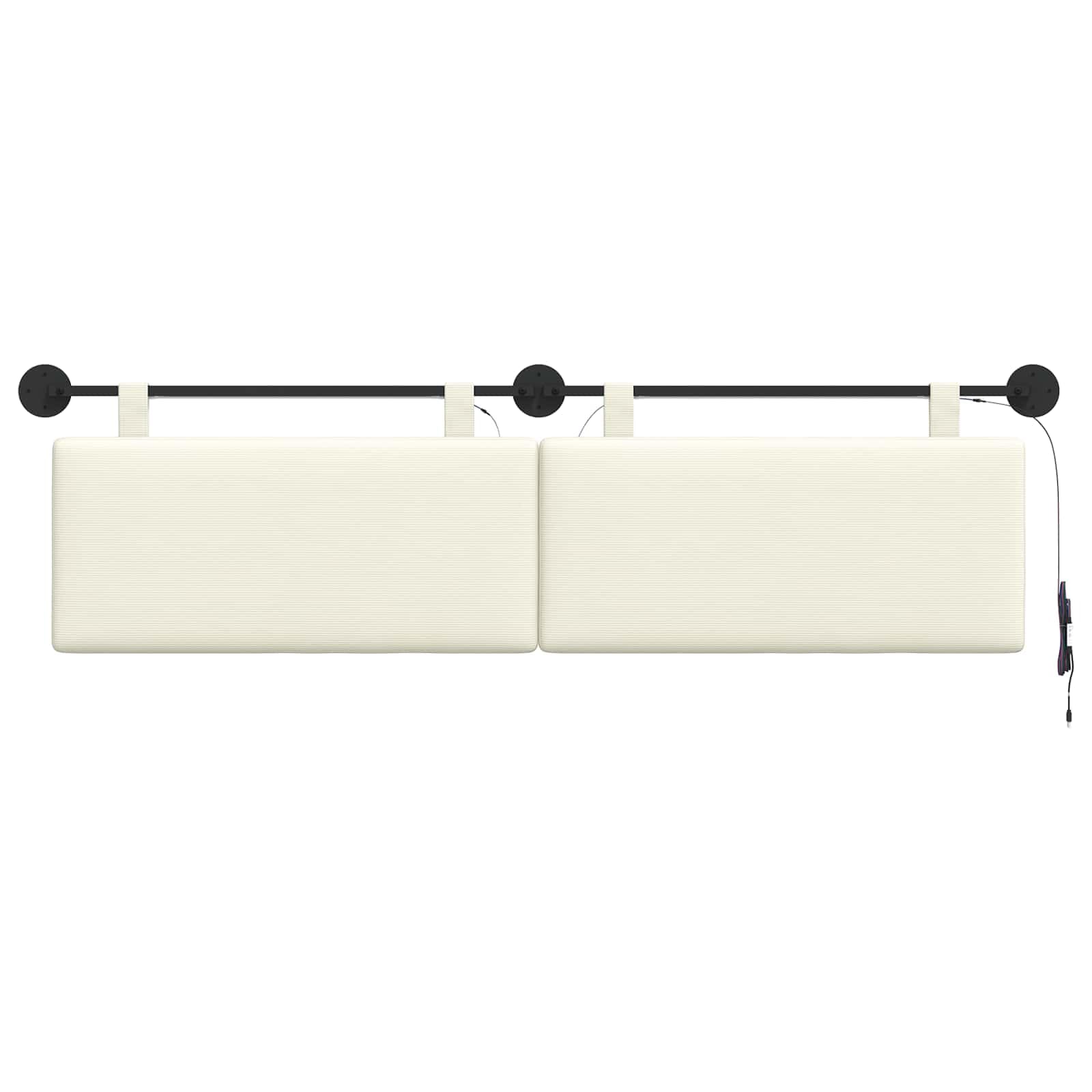 Wiszący zagłówek z kremowego materiału sztruksowego z oświetleniem LED, 170 x 55 cm, miękka tapicerka, montaż na ścianie, wszechstronne jako oparcie i narzuta na łóżko do sypialni, pokoju