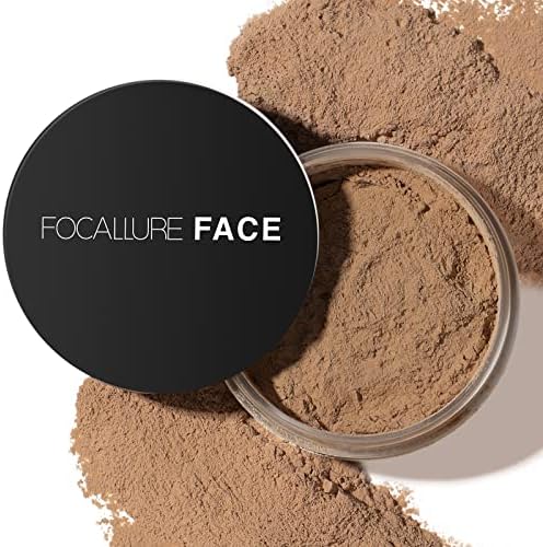 FOCALLURE Oil Control Loose Face Powder, Translucent Loose Setting Powder, Shine-Free Matte Finishing Powder, Long-lasting & Lightweight Sets Foundation Makeup, Includes Velour Powder Puff, Sand