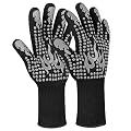 Ribetween BBQ Gloves, Heat Resistant Gloves for Cooking, Non-Slip Grill Oven Mitts, 1472°F Extreme Heat Resistant Silicone Grilling Gloves for Barbecue, Frying, Baking, 1 Pair (Gray)