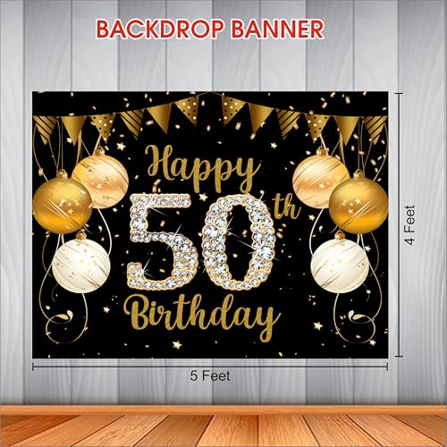 Image of 50th Birthday Backdrop 5x4 Ft | Backdrops for Decoration | Birthday Decoration Backdrop | Banner for Kids Theme Party