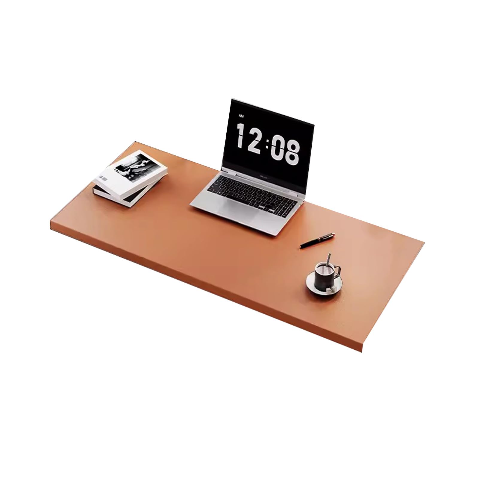 Soft-Textured PU Leather Desk Pad for Writing Working Typing, Comfortable Wipeable Desk Protector, Edge-Locked Solid Color Mouse Mat (Brown,30x60cm)