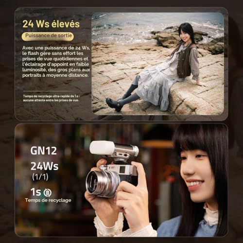 VILTROX Vintage Z1 Pro TTL Rétro Flash pour Appareil Photo avec Écran Tactile, 24 WS Recyclage 1s GN12 CCT 6000K±200K Mini Flash pour Éclairage Photographique Portable (for Fujifilm) – vue 5