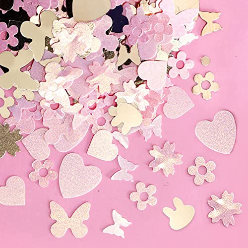 Heart Nail Art Glitter For Valentine’s Day, 3D Pink Butterfly Star Designs Nail Sequins Sparkle Flakes For Nails Decoration Confetti Holographic Manicure Tip Accessories #TOP4