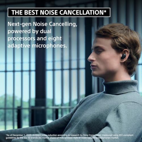 Image of Sony WF-1000XM6 The Best Noise Cancelling Wireless Earbuds, Black | Truly Wireless Headphones, Studio-Quality, HD NC Processor QN3e, Ultra Clear Calls, Up to 24 Hours of Battery, Bluetooth