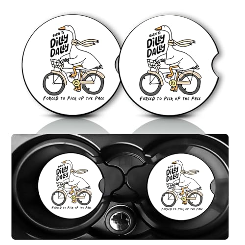 2Pack Funny Goose Car Cup Holder Coaster,Goose Gifts for Women Men,Vehicle Interior Drink Mat Reusable Neoprene Car Coasters for Cup Holders Decor,Charming Gooses Automotive Interior Accessories