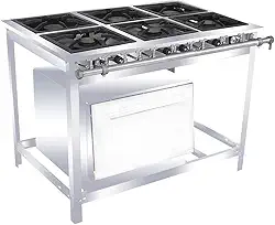 Fogão Industrial Venâncio 6 Bocas 3 Duplas a Gás Baixa Pressão Inox com Forno Ei6d3f