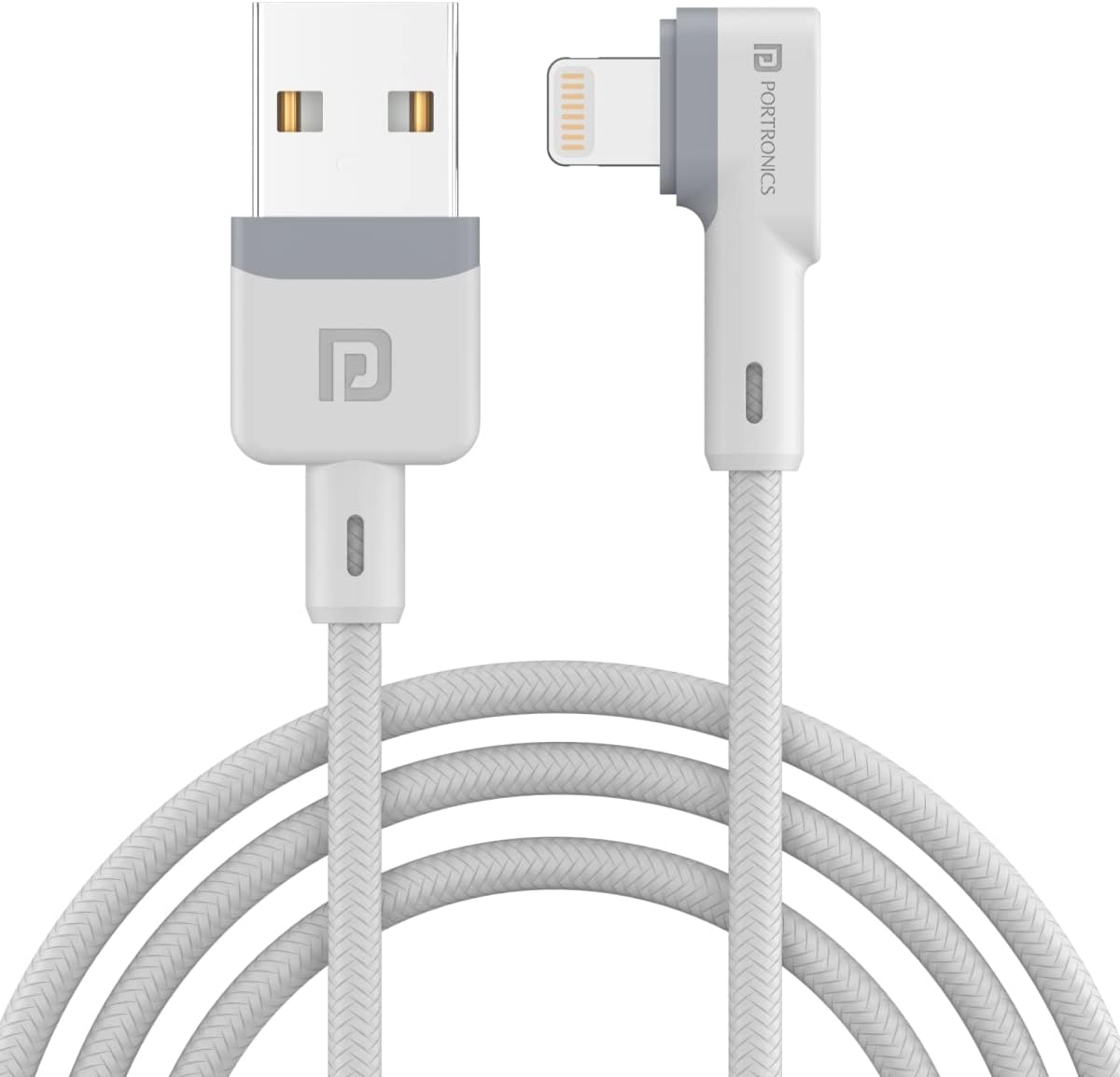 Portronics Konnect L 1.2M Por-1401 Fast Charging 3A 8 Pin USB Cable with Charge & Sync Function (White)