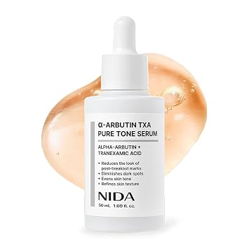 NIDA Alpha-Arbutin TXA Pure Tone Serum | Discoloration Care with Alpha Arbutin, Tranexamic Acid, Niacinamide | For Glass Skin, Korean Skincare | 1.69 fl. oz., 50ml