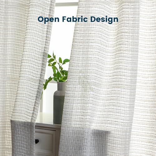 SLEEP ZONE White Linen Sheer Curtains 84 inches Long 2 Panels Set for Living Room/Bedroom, Linen Textured Sheer Voile Lightweight Filtering Curtains & Drapes with Gromment, 52" W × 84" L - image 8