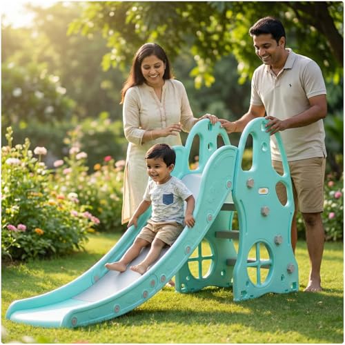 Image of Toyzone Space Window Slide for Kids | Baby Play Slide | Indoor & Outdoor Kids Slider | Easy Assembly | Safe Rounded Design | BIS Certified | Made in India | Kids Slide for 2-10 Years, Upto 70 kgs