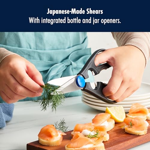 Image of HENCKELS Kitchen Shears, Made in Japan, Kitchen Scissors, Multi-Purpose Scissors with Stainless Steel Blades, Built-In Bottle Opener & Soft Grip - Dishwasher Safe