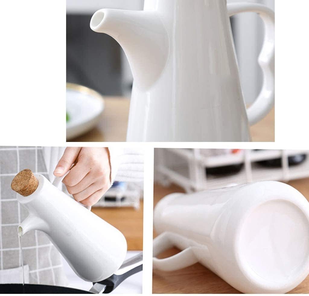 Dispenser per aceto in ceramica bianca a prova di perdite per olio e salsa di soia