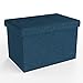 Intirilife Pouf Pliable 49x30x30 cm en OCÉAN Bleu - Siège en Cube avec Espace de Rangement et Housse en Tissu avec Creux - Siège en Cube Repose-Pieds Coffre de Rangement Pouf Coffre