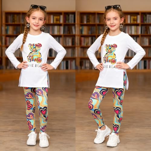 Image of Tween Girl's Letter Print Top + Jogger Pants 2 Piece Outfit Set Kids Clothing, Sizes 6-14 Years