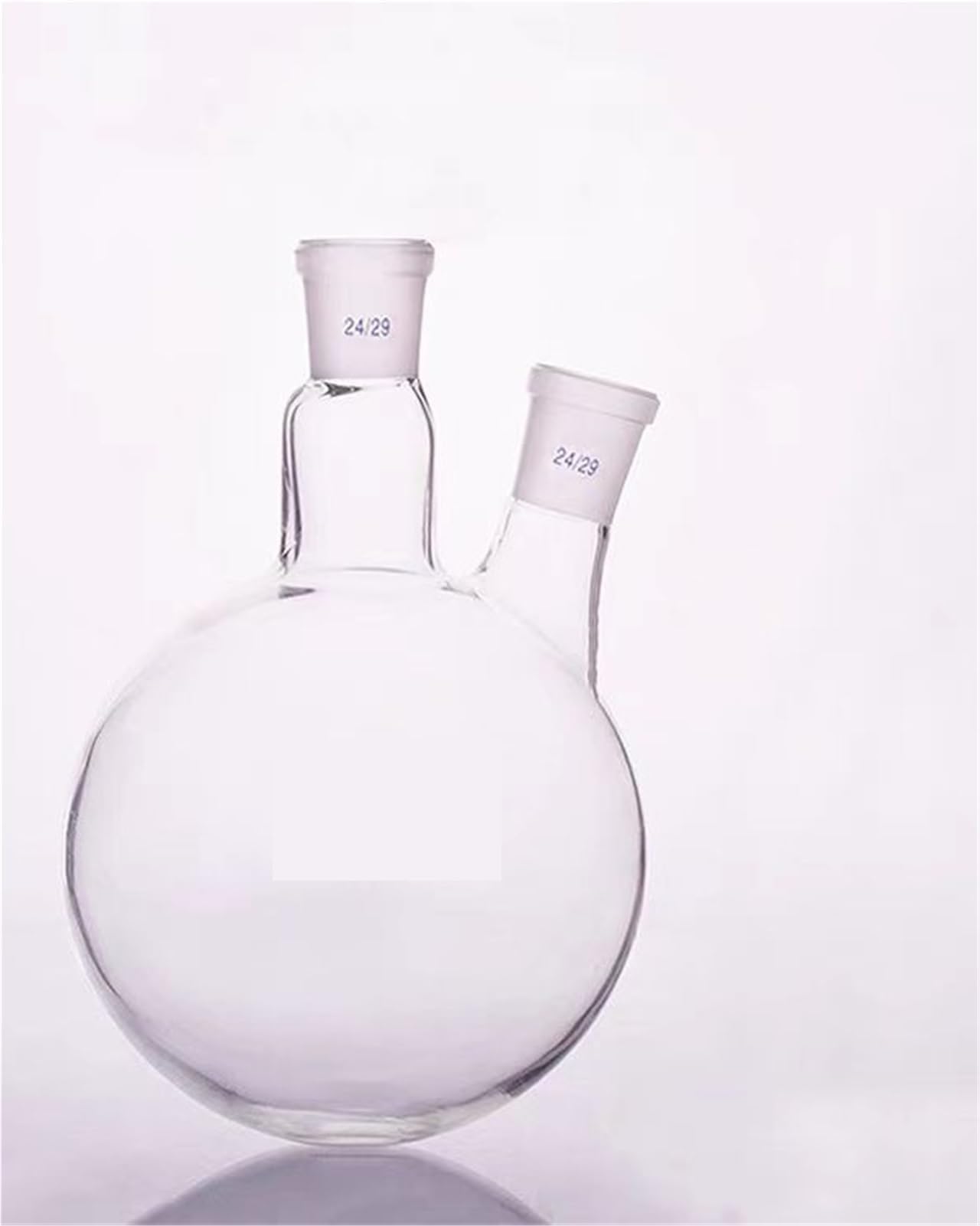 Matraz aforado de borosilicato, Matraz de destilación de Vidrio de Laboratorio de Fondo Redondo de Doble Cuello, Inclinado/Recto, de 50 ml a 2000 ml, 1 Unidad(50ml 24x24)