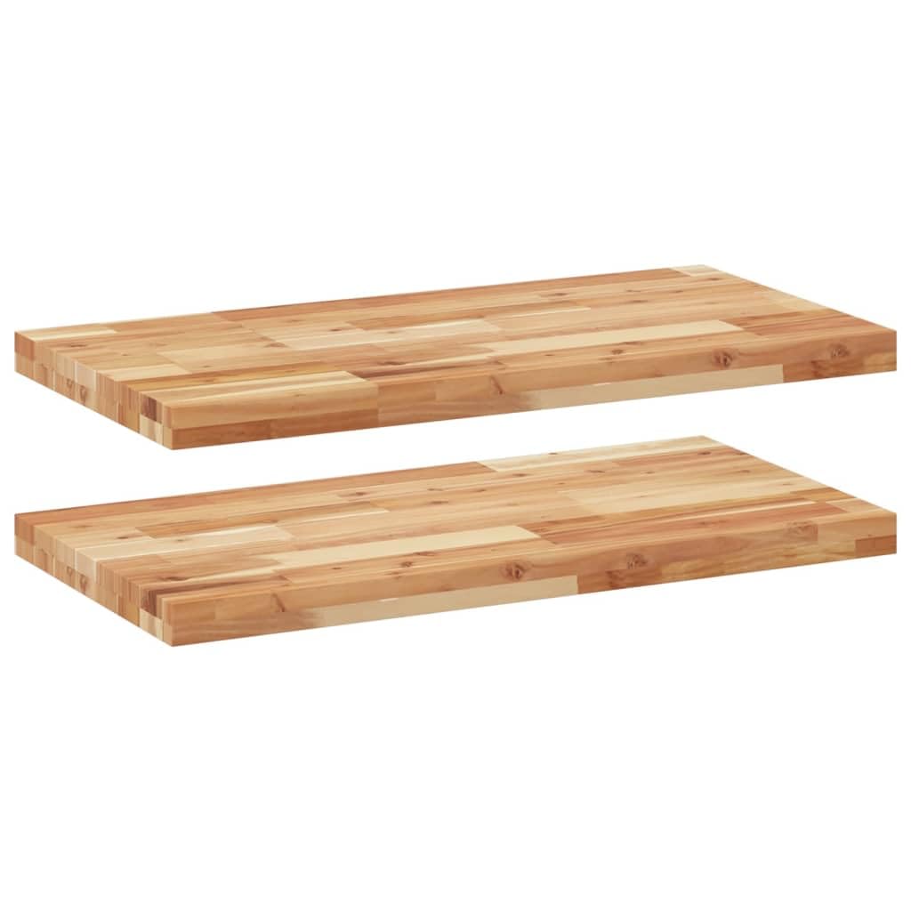 Lot de 2 étagères murales 80 x 40 x 4 cm en bois d'acacia