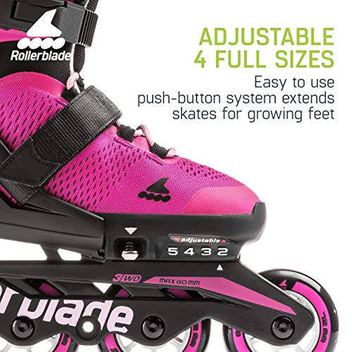 Rollerblade Microblade Boy's Adjustable Fitness Inline Skate, Black and Red, Junior, Youth Performance Inline Skates, Size Kids 11J-1