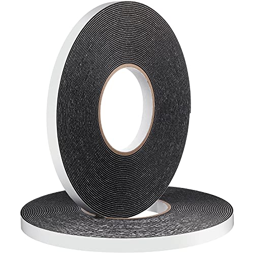 Image of Tatuo 2 Rolls Double Sided Foam Tape 1 /2 Inch by 50 Feet Black PE Foam Tape Sponge Soft Mounting Adhesive for DIY Craft Picture Poster Hanging