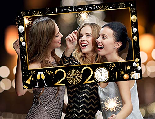 2020 Happy New Year's Eve Photo Booth Prop Frame Gold Black Party Favors Holiday Decorations Supplies Assembly Needed - Thumbnail 5
