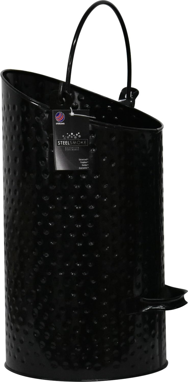 Sterling Ventures Black Galvanise Hammered 29Cm Uk Ltd Galvanised Coal Scuttle Heavy Duty Fireplace Large Fireside Hammered Brass Finish Fire Ash Pewter Finish Coal Bucket (Galvanise Hammered 29Cm)