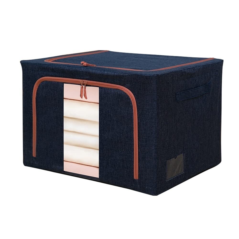 ETRGFTHU Clothes Storage Box Household Cotton and Linen Quilt Storage Bag High Capacity Under-bed Sundries Storage Environmentally Friendly and Tasteless(Dark blue,50cm*40cm*33cm)