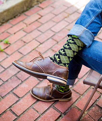 Crazy Dog T-Shirts Mens Marijuana Pot Leaf Socks Funny Graphic Weed Argyle Pattern Sarcastic Adult Humor Novelty Socks - Image 7