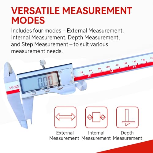 Image of SKADIOO Digital Caliper Measuring Tool, Stainless Steel Vernier Caliper Digital Micrometer with Large Screen, Easy Switch from Inch to mm, 6 Inch Caliper Tool for Professional /DIY /Household