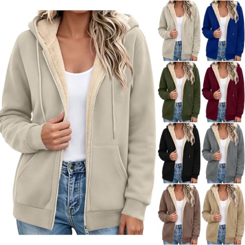 Women Sherpa Fleece Jackets Zip Up Thick Warm Hoodies Fall Winter Coats - image 1