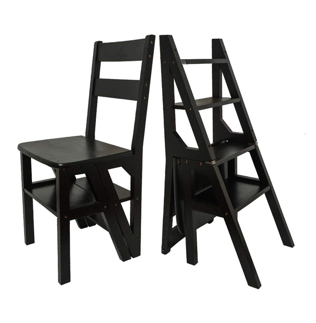 ZGYOZMNG Stepstools Folding Steps Solid Wood Deformable Ladder Stool Multifunctional Flip Foldable Design Step Stools Household Folding Chair with 4 Steps (Color : D)