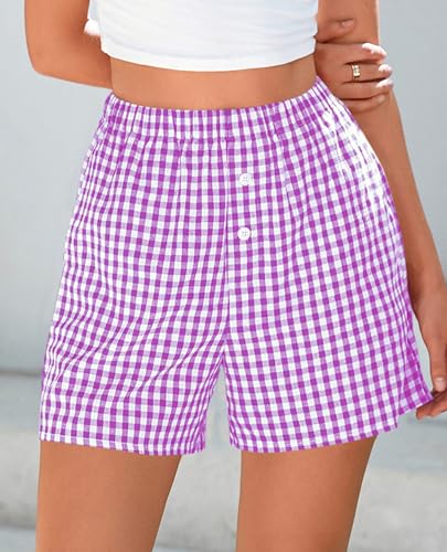 Image of PRETTYGARDEN Womens Summer Gingham Boxer Shorts