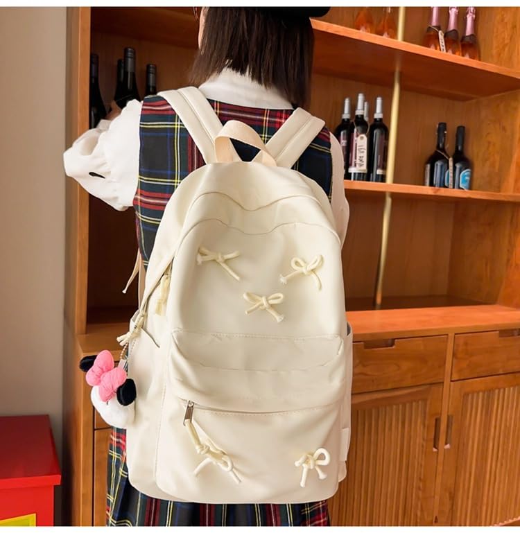 2025 Trendy Cute Bowknot Backpack for Women Laptop Daypack Y2k Preppy Aesthetic Backpack Kawaii Coquette Backpack (Blue)2