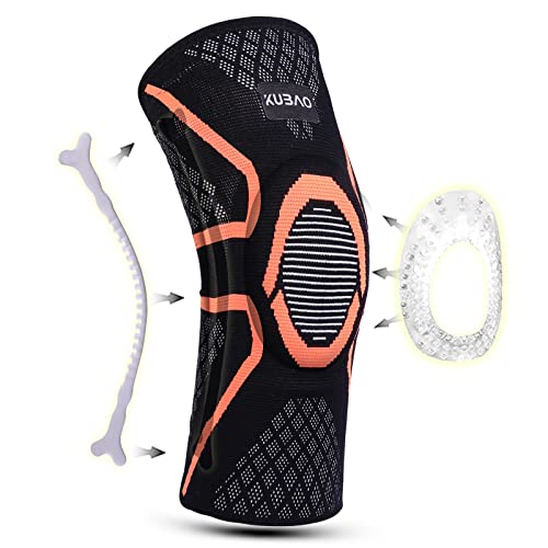 KUBAO Compression knee brace for meniscus tear arthritis pain and support, Knee Support Bandage for Pain Relief, Medical Knee Pad for Work Out, Gym, Hiking, Arthritis, ACL, PCL,One Piece Set