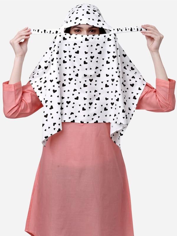 Stylish Printed Pattern Fancy Scarf With Sun Protection Cover Face Cotton Mask for Women's and Girls12White Printed_A38-image-22
