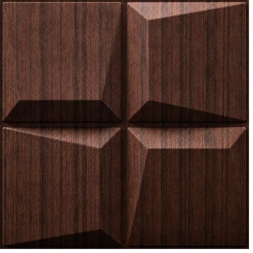 Image of Kayra Decor 3D PVC Wall Panels for Bedroom & Living Room | Cube Design | Walnut Wood Color | 19.7 x 19.7 Inch | Pack of 18 | 42.48 Sq Ft