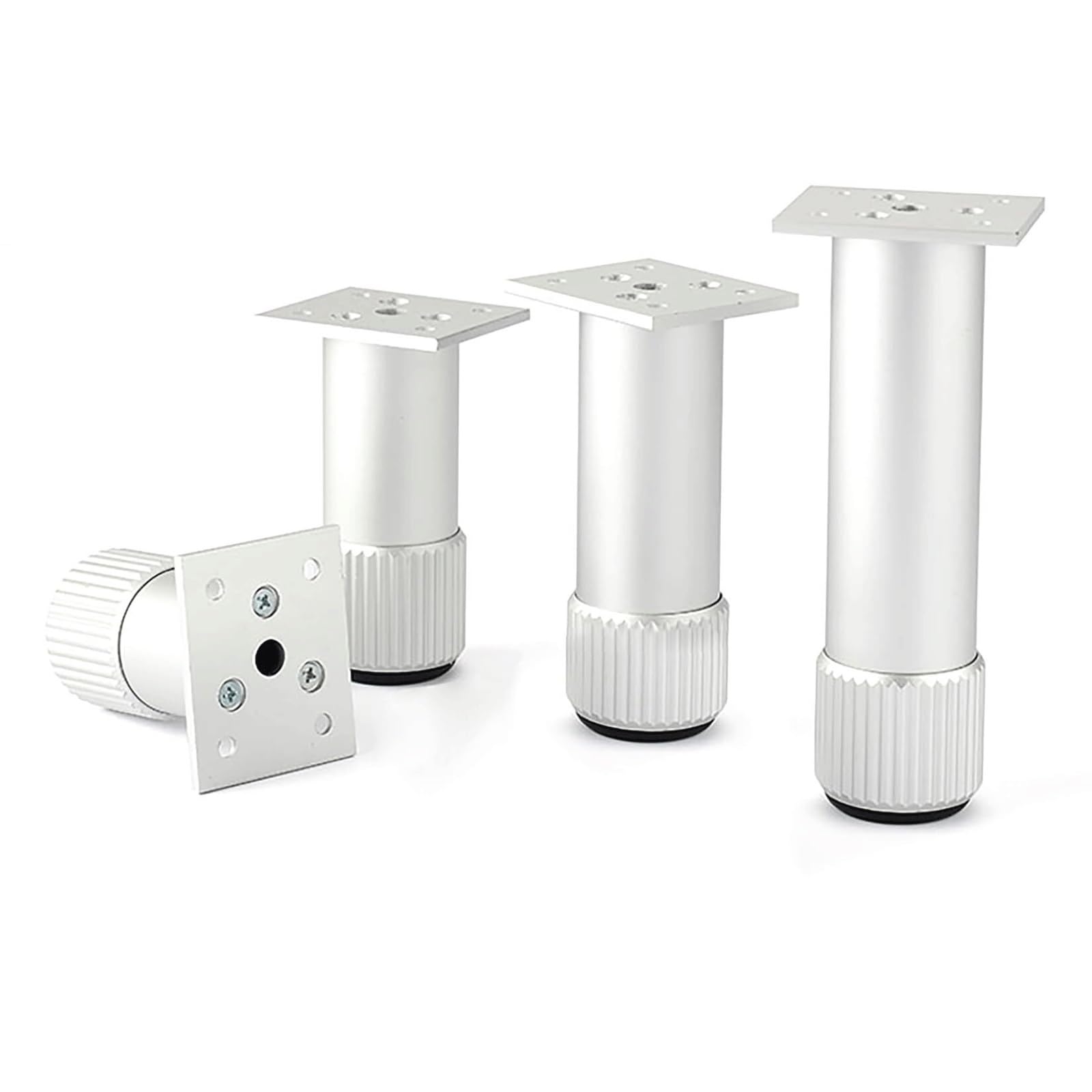UYHBCNQD Silver Furniture Legs 4 Pcs Replacement Legs Set Adjustable Furniture Foot Aluminum Alloy Support Legs Cupboard Extenders Upgrade(20cm)