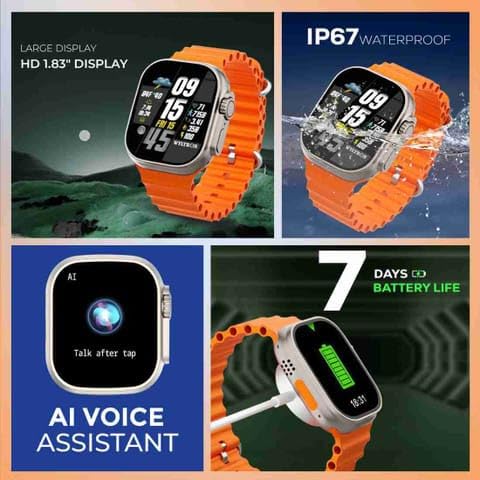 T800 Ultra Watch 1.99 Inch HD Display with Bluetooth Call Feature, Fitness Tracker and Voice Assistance for Android and iOS - Image 4