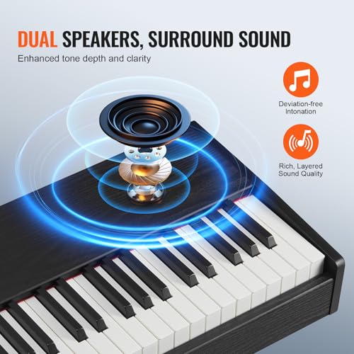 VEVOR Piano numérique, 88 Touches entièrement pondérées, Ensemble Piano à Clavier électrique Portable avec Double Clavier, Haut-parleurs, pédale de Sustain, Casque, Bluetooth USB MIDI, pour débutants - Les Beatles, Paul McCartney, John Lennon, RIngo Starr, George Harrison VEVOR Piano numérique, 88 Touches entièrement pondérées, Ensemble Piano à Clavier électrique Portable avec Double Clavier, Haut-parleurs, pédale de Sustain, Casque, Bluetooth USB MIDI, pour débutants – Image 6