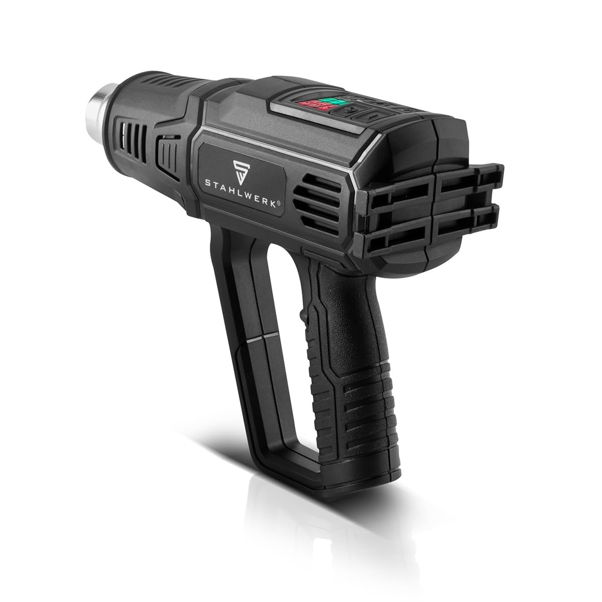 STAHLWERK Heißluftpistole mit digitalem Temperaturregler 50 – 600 °C (HP-2000 Pro) – Heißluftfön Zubehörpaket, 2.000 Watt, Heißluftgebläse zum Entlacken, Verschweißen, Schrumpfen, Fügen und Folieren