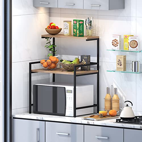 Klaxon Sergio 3-Layer Microwave Rack | Multipurpose Oven Stand with Storage Shelf (Asian Walnut & Black,Wood) (DIY)