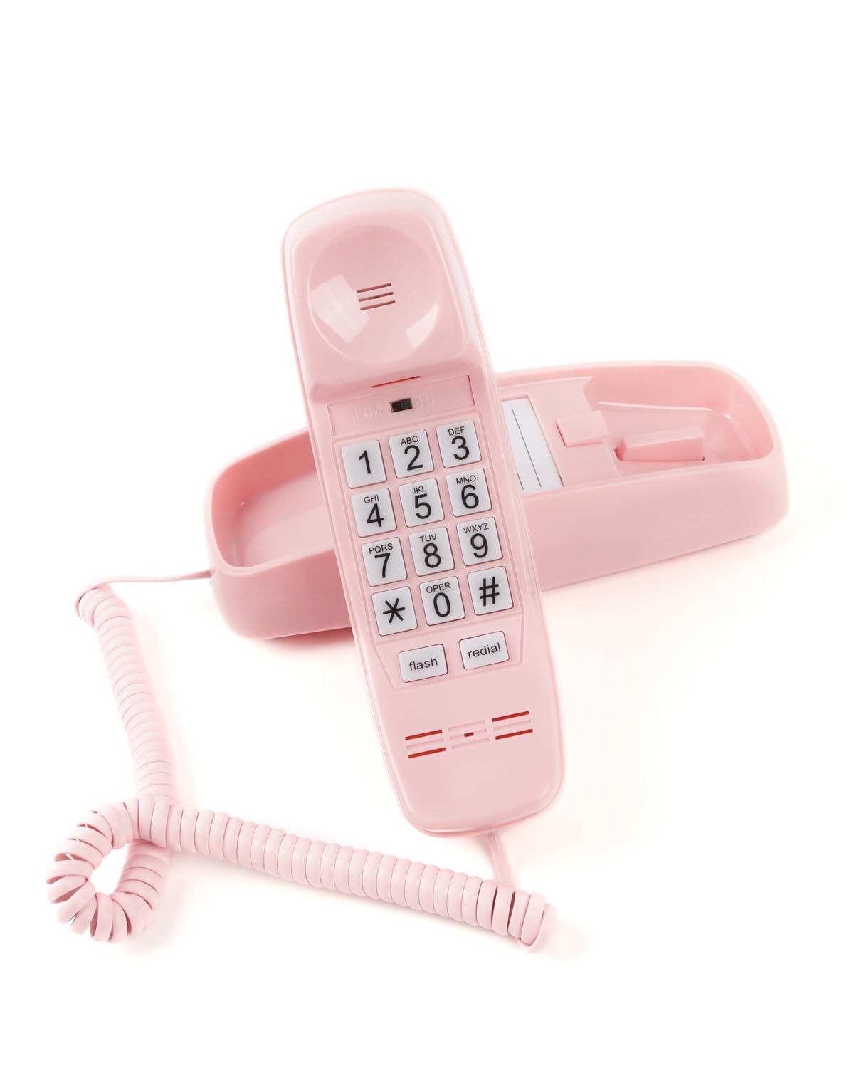 Corded Wall Phone Landline Phone for Senior with Large Button, Pink